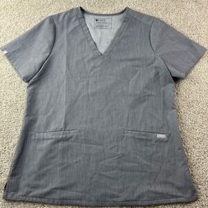 FIGS Technical Collection Women's Gray Scrub Top‎ Size L Medical Uniform Pockets